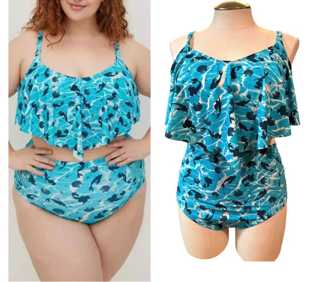Torrid Top Size 3 Bottom 4 Disney Little Mermaid Two‎ Piece Bikini Swimsuit